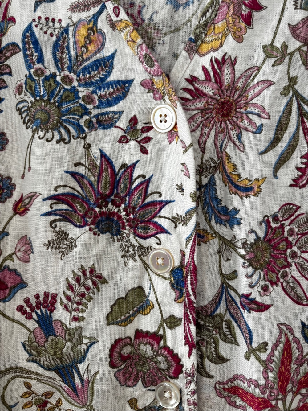 Polo Ralph Lauren 100% Linen Midi Length Floral Dress V-Neck Short Sleeve Size 8 - Picture 3 of 15